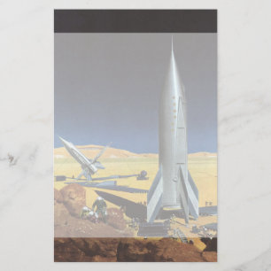 Vintage Science fiction Desert Planet med Rockets Brevpapper