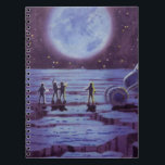 Vintage Science fiction Earth Rover-Utomjordingar  Anteckningsbok<br><div class="desc">utomjordingar för futuristiska av vintage och robotar i science fiction med en klassisk 50-sekundersdesign för tecknad i bok. Retro sci fi-design med främmande astronauter på en främmande planet med rymden fordon, lunar eller måne och tittar upp på jorden och rymden och väver. En mörk himlar med ljusa stjärnor och planeter....</div>