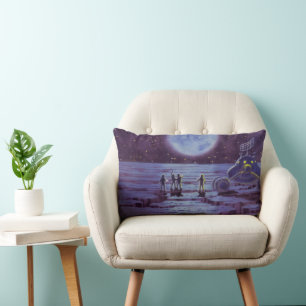 Vintage Science Fiction Earth Rover Utomjordingar Lumbarkudde