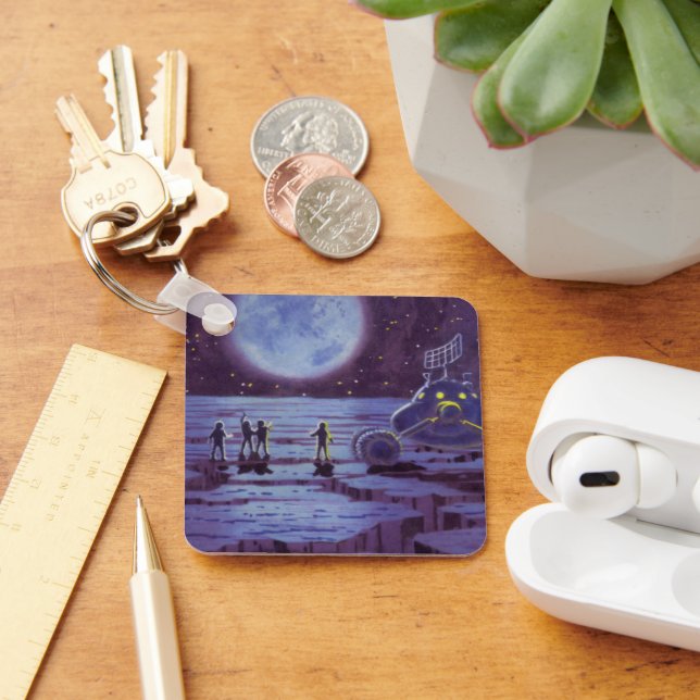 Vintage Science fiction Earth Rover-Utomjordingar  Nyckelring (Skrivbord)