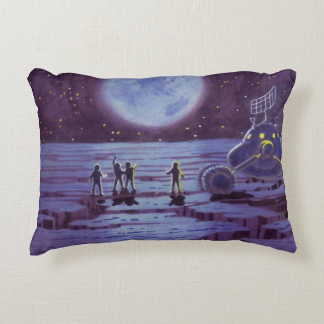 Vintage Science Fiction Earth Rover Utomjordingar  Prydnadskudde (Framsidan)