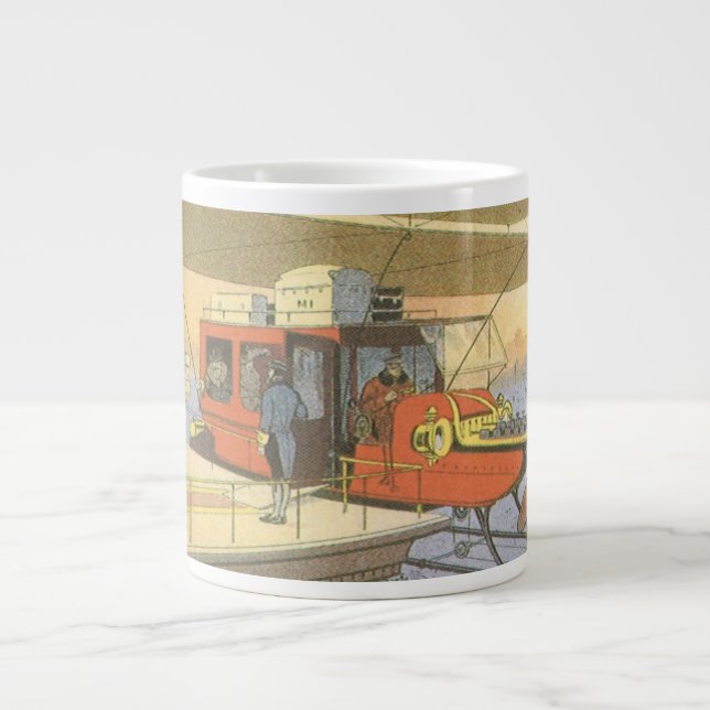 Vintage Science Fiction Flygplan Helikopter Limous Jumbo Mugg (Framsidan)