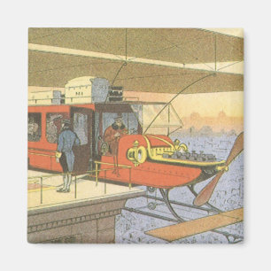 Vintage Science Fiction Flygplan Helikopter Limous Magnet