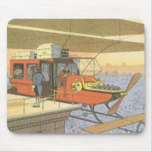 Vintage Science Fiction Flygplan Helikopter Limous Musmatta