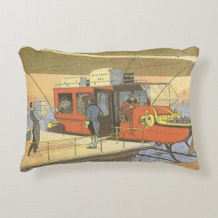 Vintage Science Fiction Flygplan Helikopter Limous Prydnadskudde