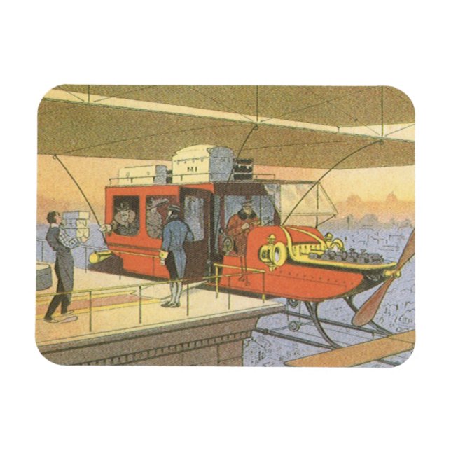 Vintage Science fiction flygplanshelikopterlimo Magnet (Horisontell)