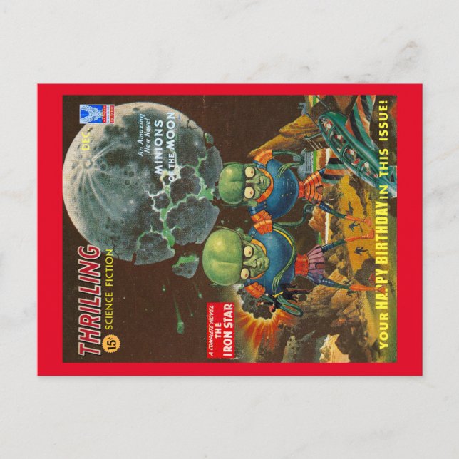 VINTAGE SCIENCE FICTION FÖDELSEDAGSKORT VYKORT (Framsida)