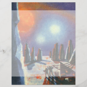 Vintage Science fiction Foreign Planet med Utomjor