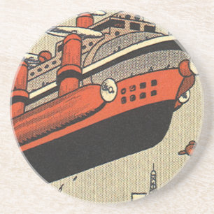 Vintage Science fiction Frakt Helikopter Underlägg