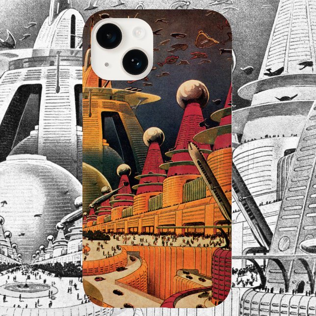 Vintage Science Fiction Futuristic City Flying Car (Skapare uppladdad)