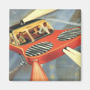 Vintage Science Fiction Futuristisk Flygande Bil Magnet