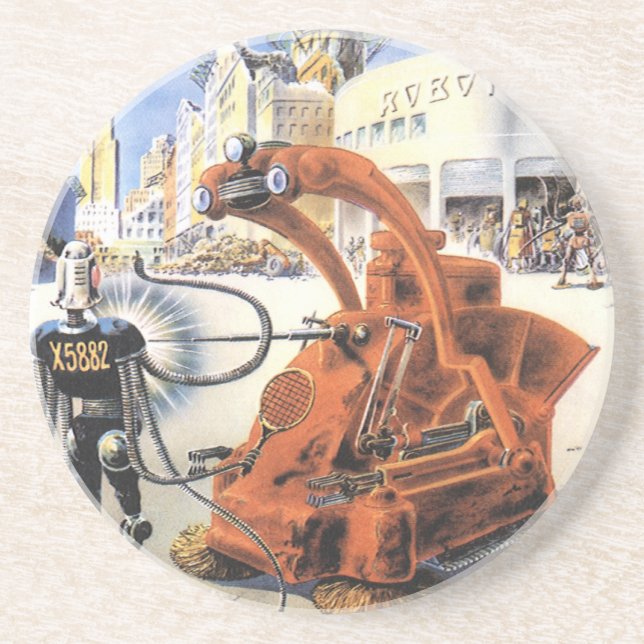 Vintage Science Fiction Futuristisk Stad Alien Kri Underlägg (Framsidan)