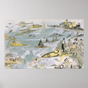 Vintage Science fiction Futuristiska Cars, Taxi Ca Poster