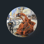 Vintage Science fiction Futuristiska City Alien Kr Knapp<br><div class="desc">Vintage illustrerar futuristiska Science fiction utomjordingar och robotbilder. En klassisk retrosci om futuristiskan är utformad med utomjordingar i en strid eller strid i framtidens storstadsområden med byggnad i ruiner runt omkring dem.</div>