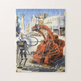 Vintage Science fiction Futuristiska City Alien Kr Pussel
