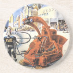 Vintage Science fiction Futuristiska City Alien Kr Underlägg<br><div class="desc">Vintage illustrerar futuristiska Science fiction utomjordingar och robotbilder. En klassisk retrosci om futuristiskan är utformad med utomjordingar i en strid eller strid i framtidens storstadsområden med byggnad i ruiner runt omkring dem.</div>