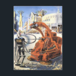 Vintage Science fiction Futuristiska City Alien Kr Vykort<br><div class="desc">Vintage illustrerar futuristiska Science fiction utomjordingar och robotbilder. En klassisk retrosci om futuristiskan är utformad med utomjordingar i en strid eller strid i framtidens storstadsområden med byggnad i ruiner runt omkring dem.</div>