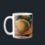 Vintage Science fiction Futuristiska City Flygbil Kaffemugg<br><div class="desc">Vintagens illustrationsfärd och bilden av science fiction i transport med en klassisk tecknad av bok retroSCI om stadsplanering med framtidens stad. Arkitekturen byggnad är utformad som koner och fordon flyger i himlar som fåglar medan folkmassor är flytta genom storstadsområdena.</div>