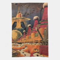 Vintage Science fiction Futuristiska City Flygbil