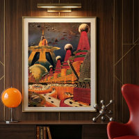 Vintage Science fiction Futuristiska City Flygbil