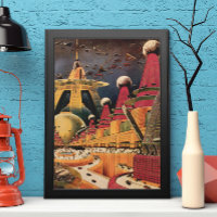 Vintage Science fiction Futuristiska City Flygbil