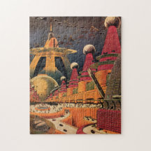 Vintage Science fiction Futuristiska City Flygbil