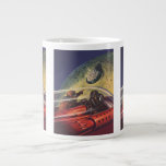 Vintage Science fiction, Futuristiska City på Måne Jumbo Mugg<br><div class="desc">Bilden av vintagens illustration och transport science fiction med en klassisk tecknad-reflexbild av rymden och planetbild av astronauter eller utomjordingar som färdas i ett rymdskepp som flyger över en futuristiska metropolis på bok.</div>