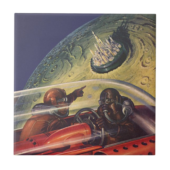 Vintage Science fiction, Futuristiska City på Måne Kakelplatta (Framsidan)