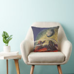 Vintage Science fiction, Futuristiska City på Måne Kudde<br><div class="desc">Bilden av vintagens illustration och transport science fiction med en klassisk tecknad-reflexbild av rymden och planetbild av astronauter eller utomjordingar som färdas i ett rymdskepp som flyger över en futuristiska metropolis på bok.</div>
