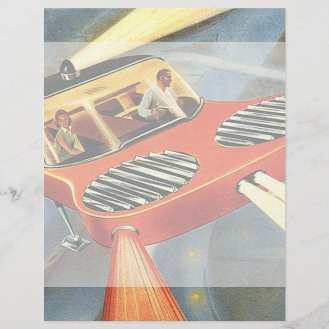 Vintage Science fiction Futuristiska Flygbil (Framsida)