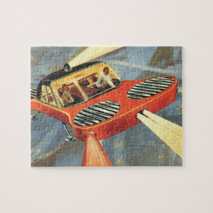 Vintage Science fiction Futuristiska Flygbil Pussel