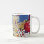 Vintage Science fiction, Futuristiska New York Cit Kaffemugg<br><div class="desc">Vintage illustration av resor och transport science fiction-bild med ett flygplan från New York City i Förenta staterna till Sydney i Australien som flyger från en flygplats i futuristiska. En framtida reflexfi om bok i klassisk tecknad med människor i personbilar som flyger med flygplan.</div>
