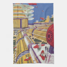 Vintage Science fiction, Futuristiska New York Cit Kökshandduk