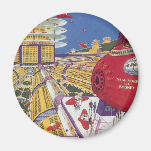 Vintage Science Fiction, Futuristiska New York Cit Magnet