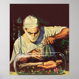 Vintage Science Fiction, galen vetenskapsman i lab Poster