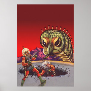 Vintage Science fiction Giant Centipede Insekt Kri Poster