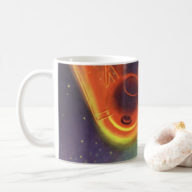 Vintage Science Fiction, Glödande raket i rymden Kaffemugg (Med munk)