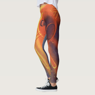 Vintage Science Fiction, Glödande raket i rymden Leggings
