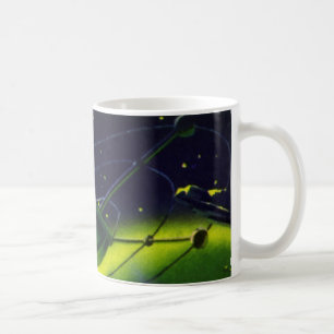 Vintage Science fiction Grönt Planet w Spacesship Kaffemugg