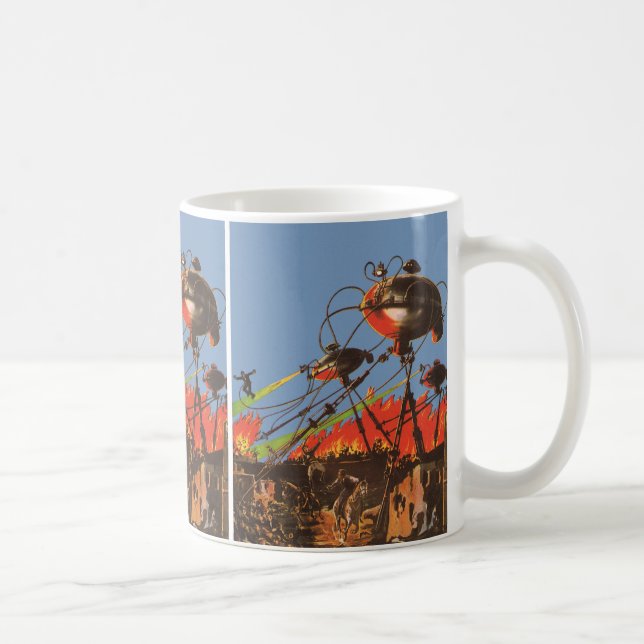 Vintage Science Fiction HG Wells Världarnas Krig Kaffemugg (Höger)