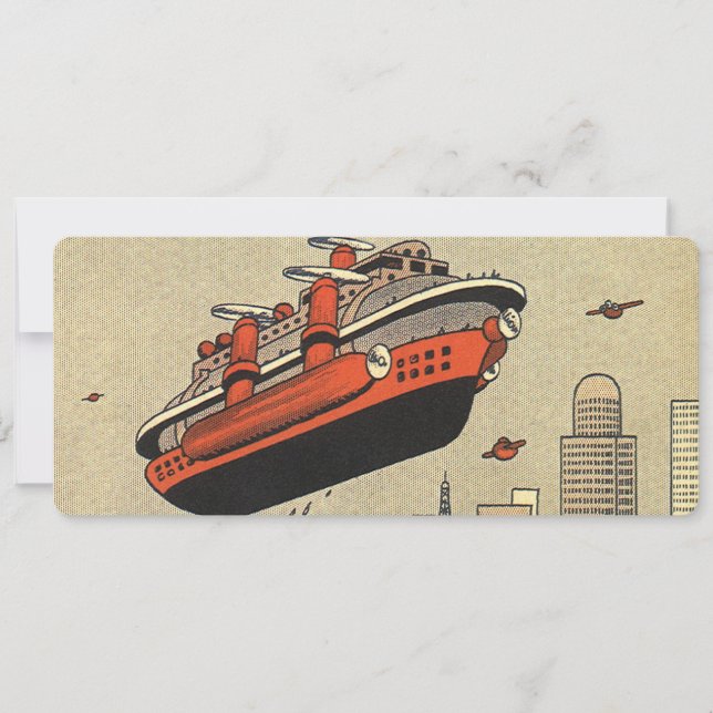 Vintage Science Fiction Kryssningsfartyg Helikopte (Framsida)