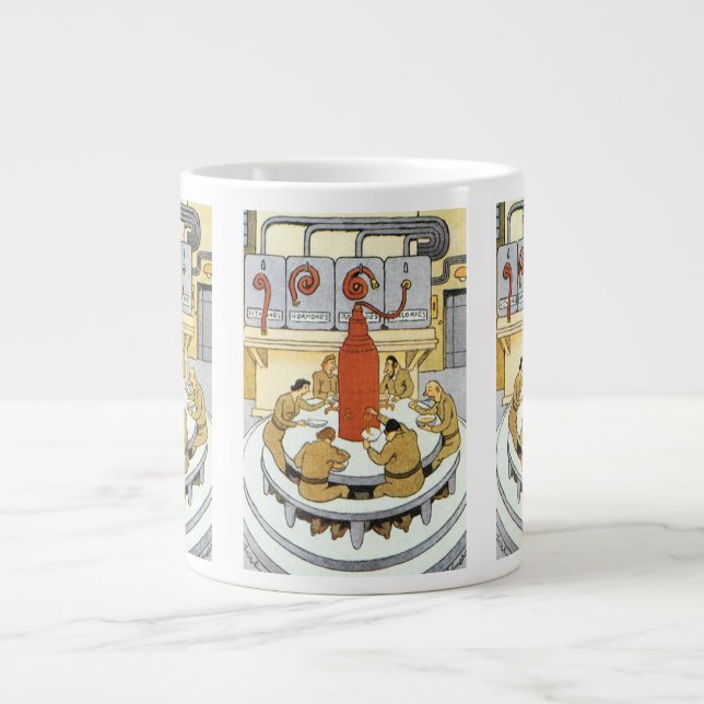 Vintage Science Fiction, laboratorieforskare äter Jumbo Mugg (Framsidan)