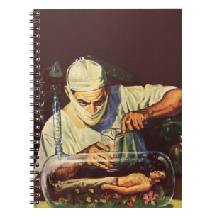 Vintage Science fiction, laboratoriematning Anteckningsbok Med Spiral