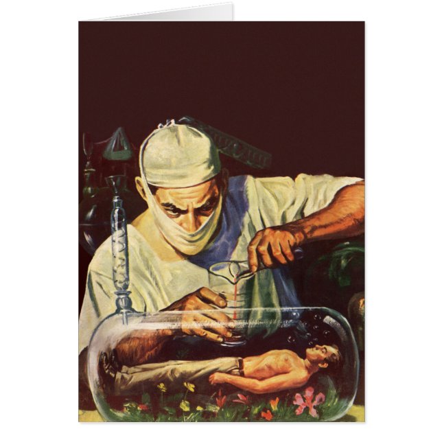 Vintage Science fiction, laboratoriematning Hälsningskort (Framsidan)