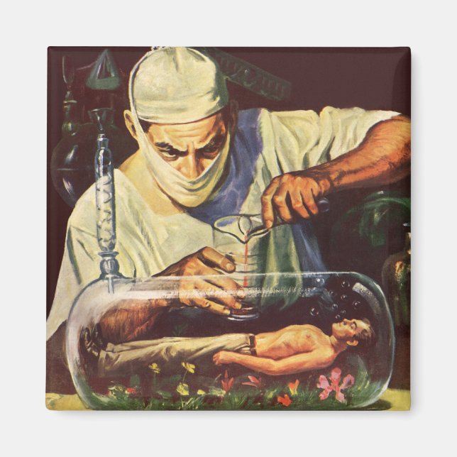 Vintage Science fiction, laboratoriematning Magnet (Framsidan)