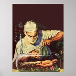 Vintage Science fiction, laboratoriematning Poster