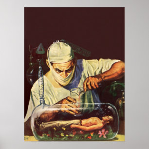 Vintage Science fiction, laboratoriematning Poster