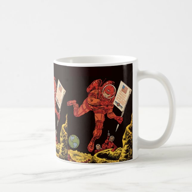 Vintage Science fiction, landning i Astronaut Måne Kaffemugg (Höger)