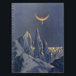 Vintage Science fiction, Måne Snö-planeten Crescen Anteckningsbok Med Spiral<br><div class="desc">Vintage illustrerar planeterna Science fiction och rymden i futuristiska. En 50-sekundersmodell i bok i tecknad med en främmande planet täckt med is och snö på natten med ett halvmånsslätt måne över bergen på vintern.</div>