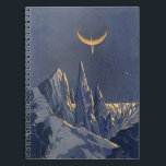 Vintage Science fiction, Måne Snö-planeten Crescen Anteckningsbok Med Spiral<br><div class="desc">Vintage illustrerar planeterna Science fiction och rymden i futuristiska. En 50-sekundersmodell i bok i tecknad med en främmande planet täckt med is och snö på natten med ett halvmånsslätt måne över bergen på vintern.</div>